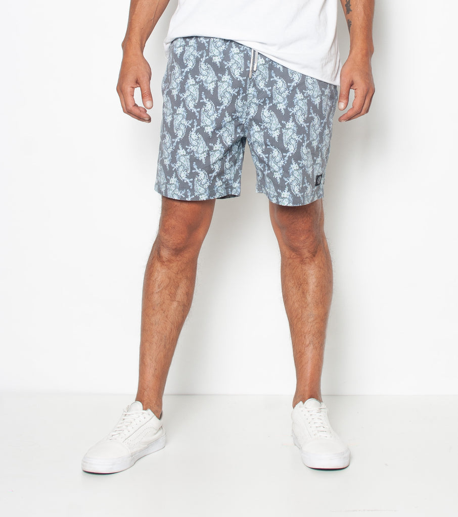 Zee Beach Short - Steel Blue Paisley