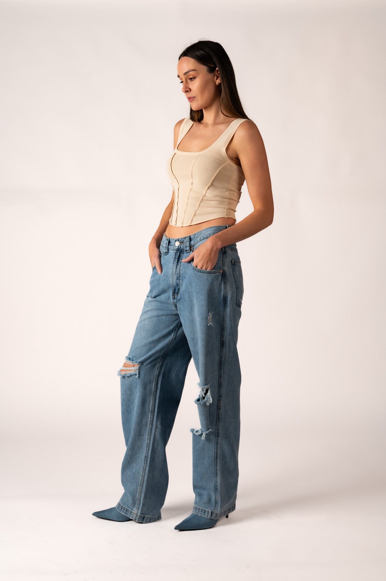 GRANCY】ZipDesign Buggy DenimPants / ジップデザイン バギー