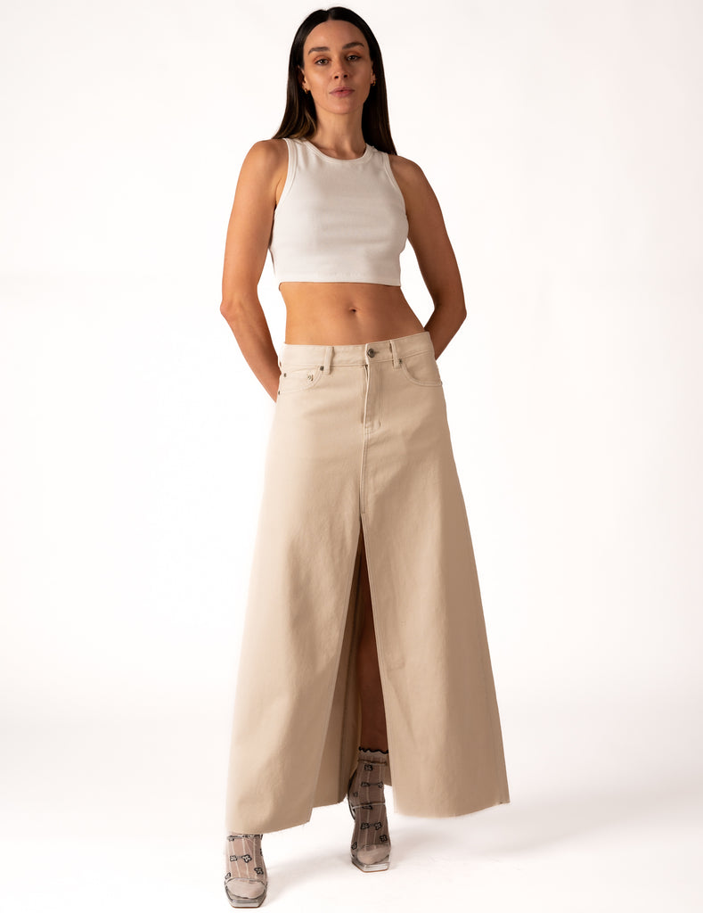 Sweeper Maxi Skirt - Moonstone - Denim maxi skirt - ZGY