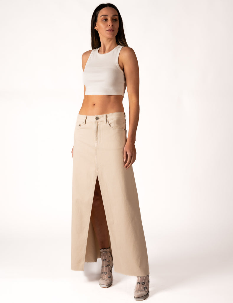 Sweeper Maxi Skirt - Moonstone - Denim maxi skirt - ZGY