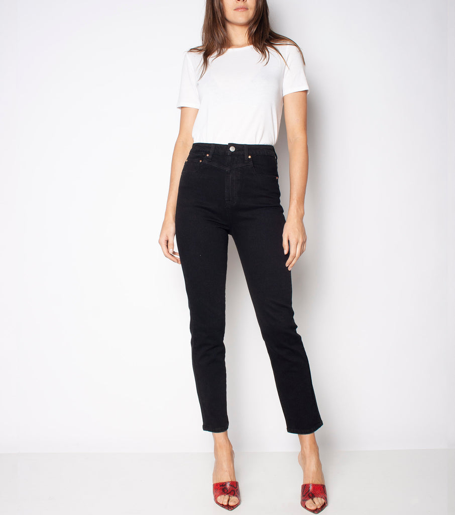 Meet My Mum Jean Yoke Front - Black Dream - Ziggy Denim high waisted black straight leg jeans with toke front cool jean ziggy denim