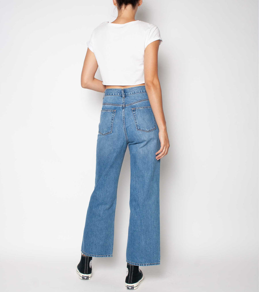 Organic Hi Mum Straight Crop - Blue Gem - Ziggy Denim